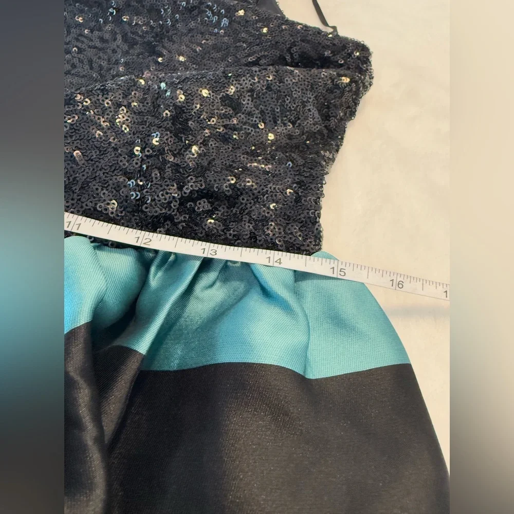 Leifsdottir Black and Teal Striped Midi Dress - Picture 12 of 15